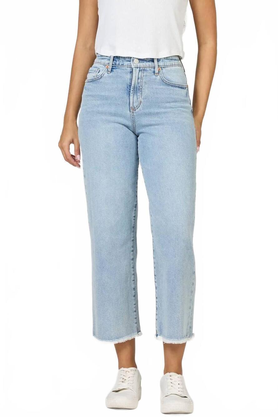 NEW DEAR JOHN DENIM holly high ride fray hem straight leg cropped jean in sunset